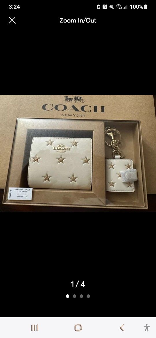 Coach Boxed Snap Wallet And Picture Frame Bag Charm Star CW950