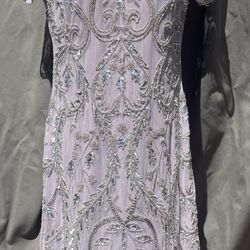 Adrianna Papell lavender cocktail sequin beaded dress 4P