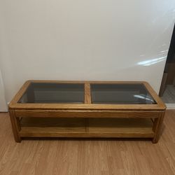 Wooden Coffee Table With Glass Tops