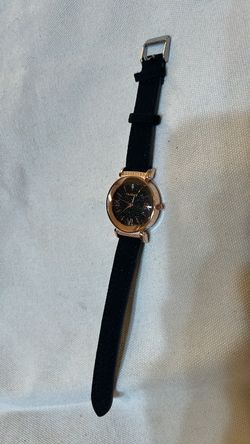 Rose Gold Watch with Black suede like Strap