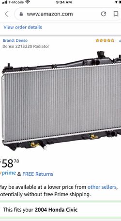 Radiator Brand New 2004 Honda Civic