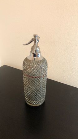 Vintage mesh-wrapped Seltzer Bottle