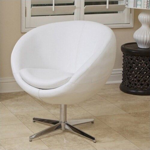 8 Noble House Daniel White Leather Egg Chairs