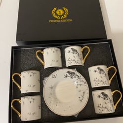 New Luxury Kitchen Prestige Set of Coffe Cups and Saucers