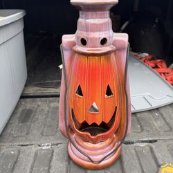 Halloween Stoneware Pumpkin Candle Holder. See Pictures for Dimensions 