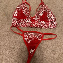 New Small Red Lace Bra Panty Swt