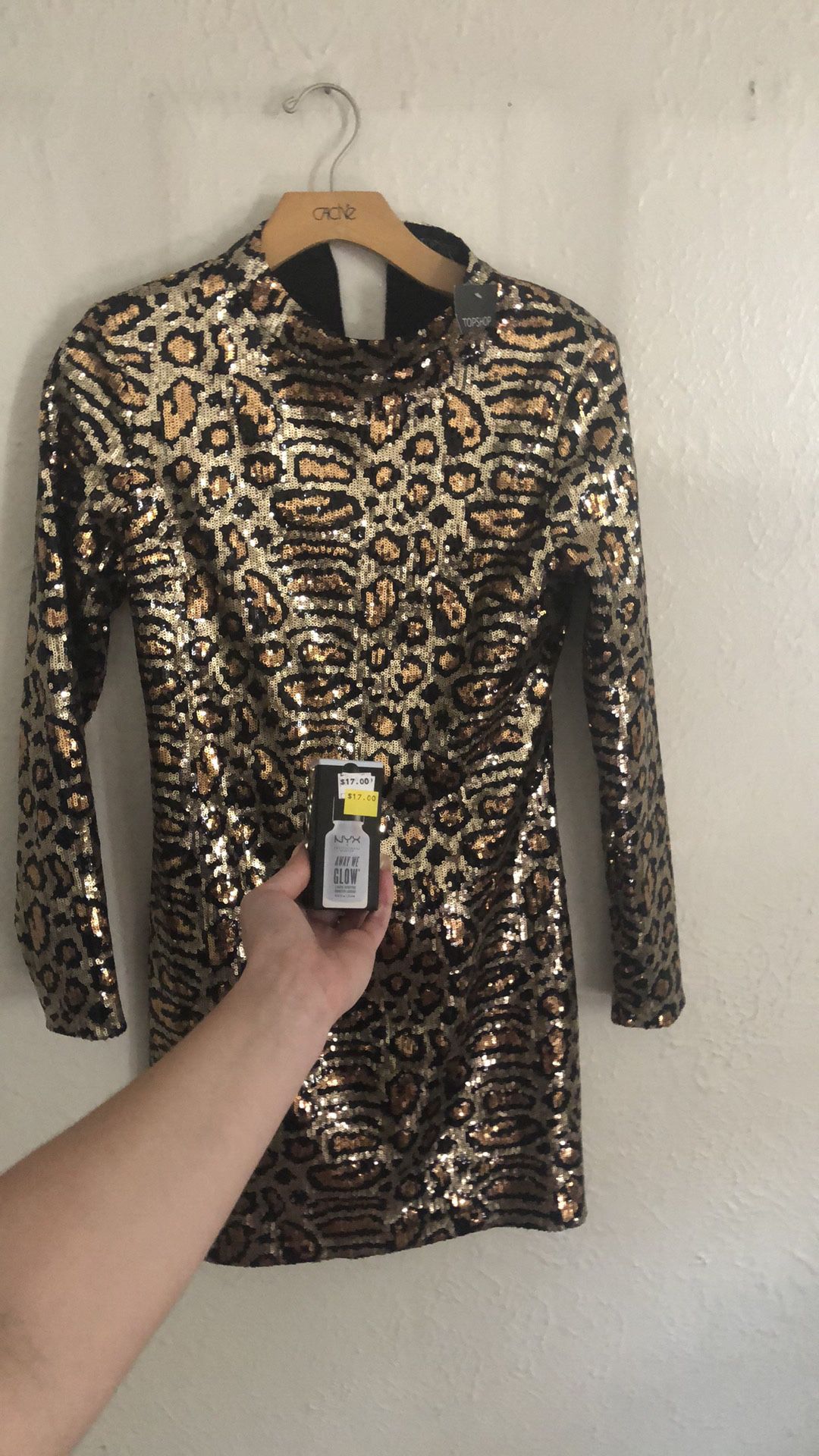 Sequin leopard topshop Dress NWT