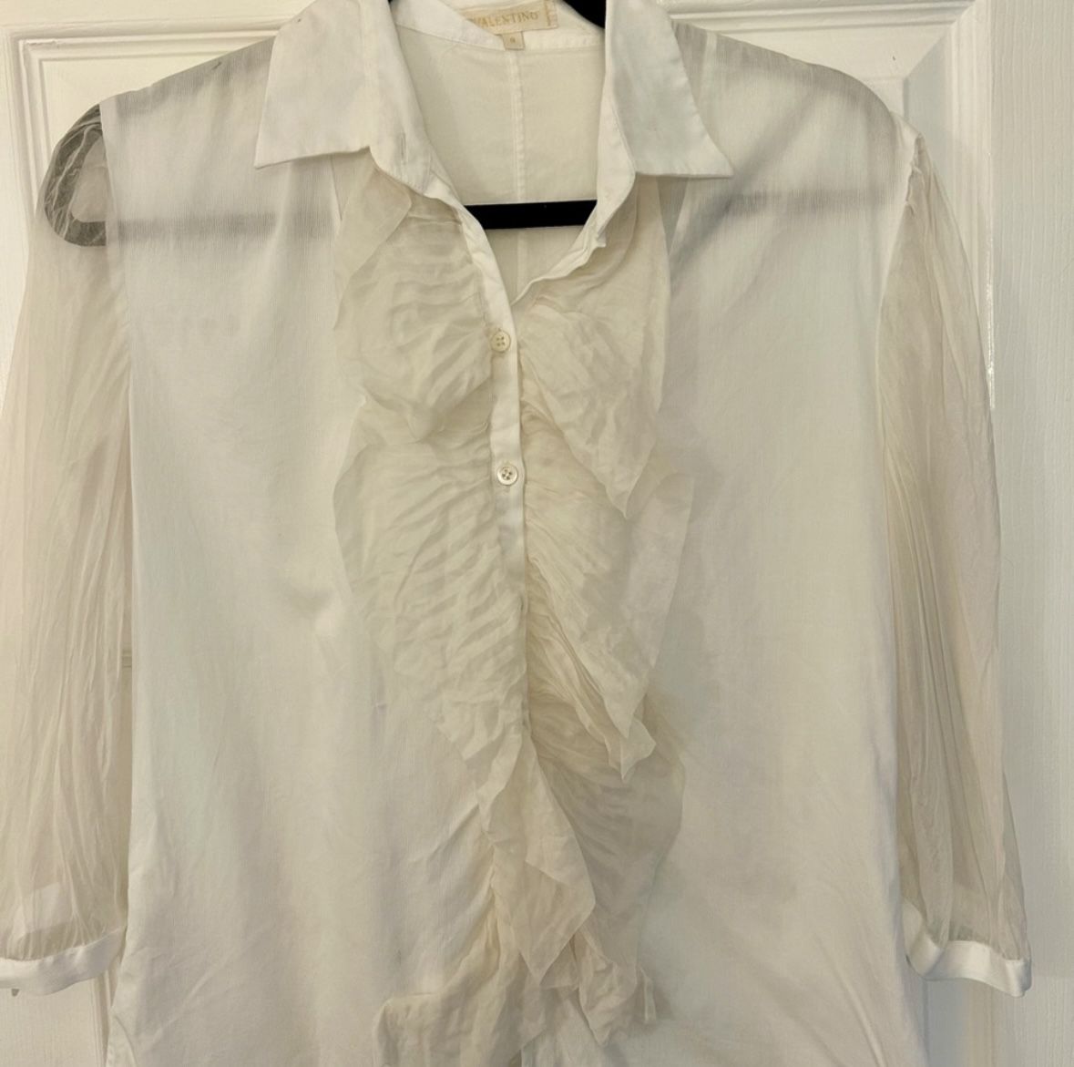 Valentino Creamy White Ruffle Blouse