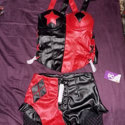 Brand New Harlequin Top And Bottom Xs Halloween Costume 
