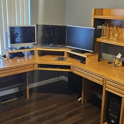 Oak Office Desk L- Shape