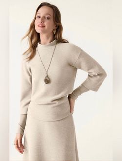 NWT FuzzLuxe Mockneck Sleeve-Warmer Top in Heather Beige Sz M