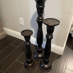 Large Wooden Candle Holders