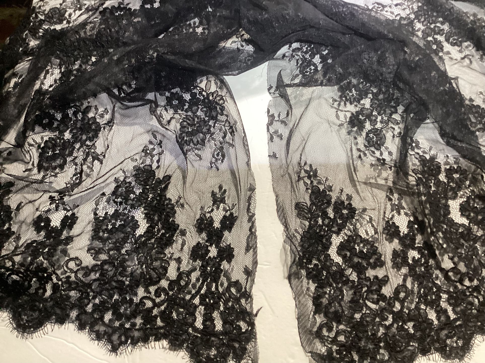 Item 1984 Black Embroidery Tulle Fabric Floral