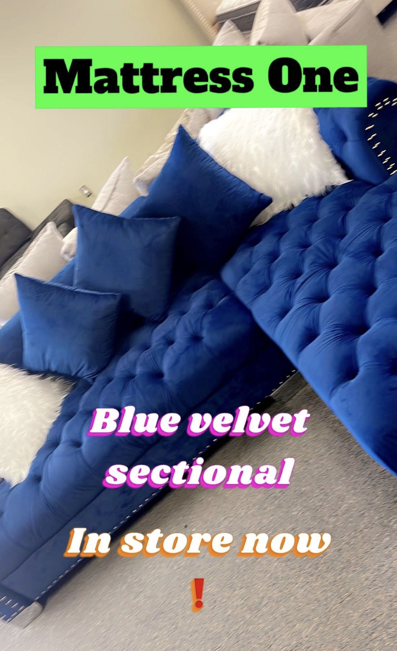 3 Months No Intrest Blue Velvet Sectional With Pillows Furniture