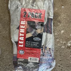  Leather Palm Gloves 2 Pack (Large)