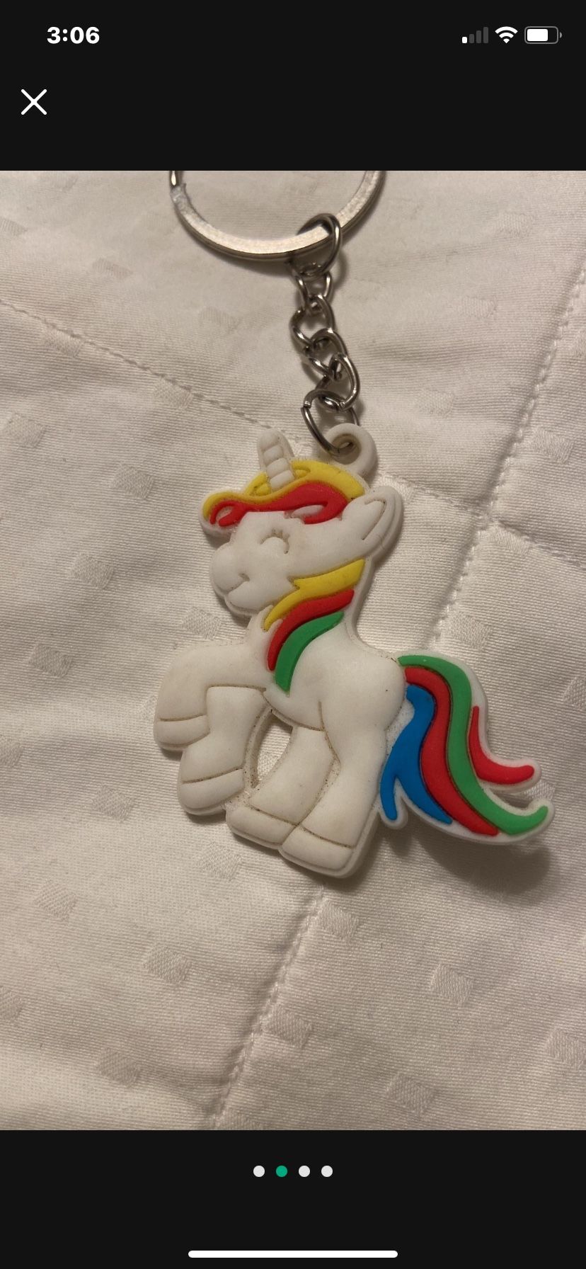 Unicorn Keychain Rainbow Puffy Vinyl Plastic 1980s