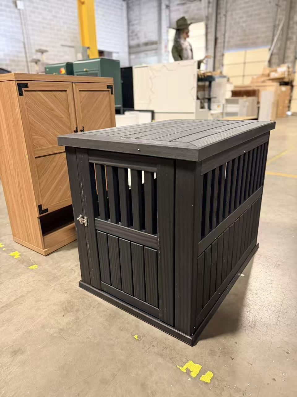 39inch Dog House Resin Dog Kennel Furniture Weatherproof Functional Outdoor Patios black $70