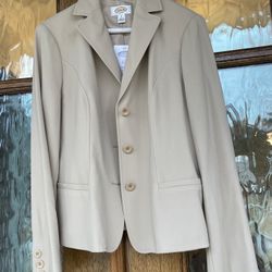 New Talbots Blazer Women 6 Small Champaigne Cream 3 Button Blend Jacket Vintage