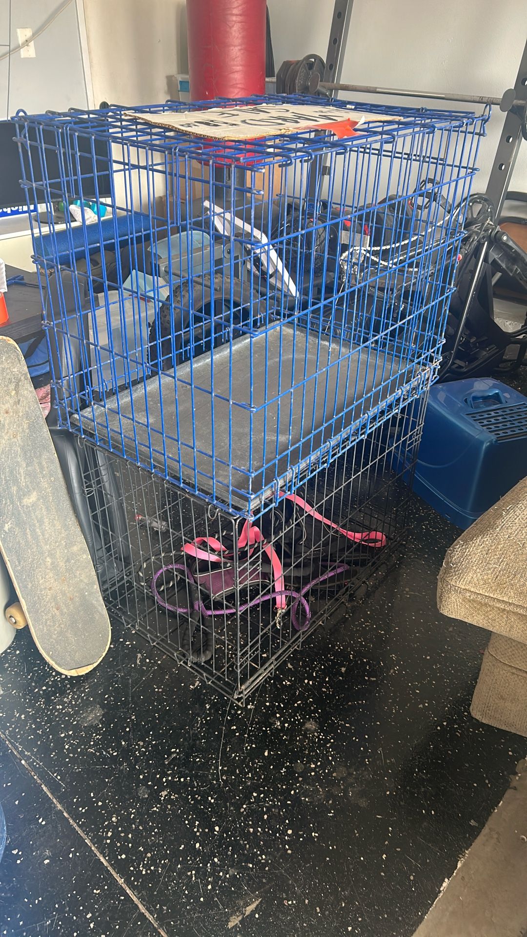 Med. Size Dog Cages $20 For Blue $15 For Black Cage