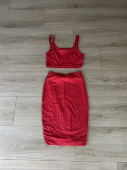 2 Piece Red Skirt & Crop Top