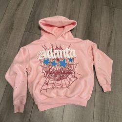 Pink SP5DER Atlanta Hoodie – Size L 💖🕷️