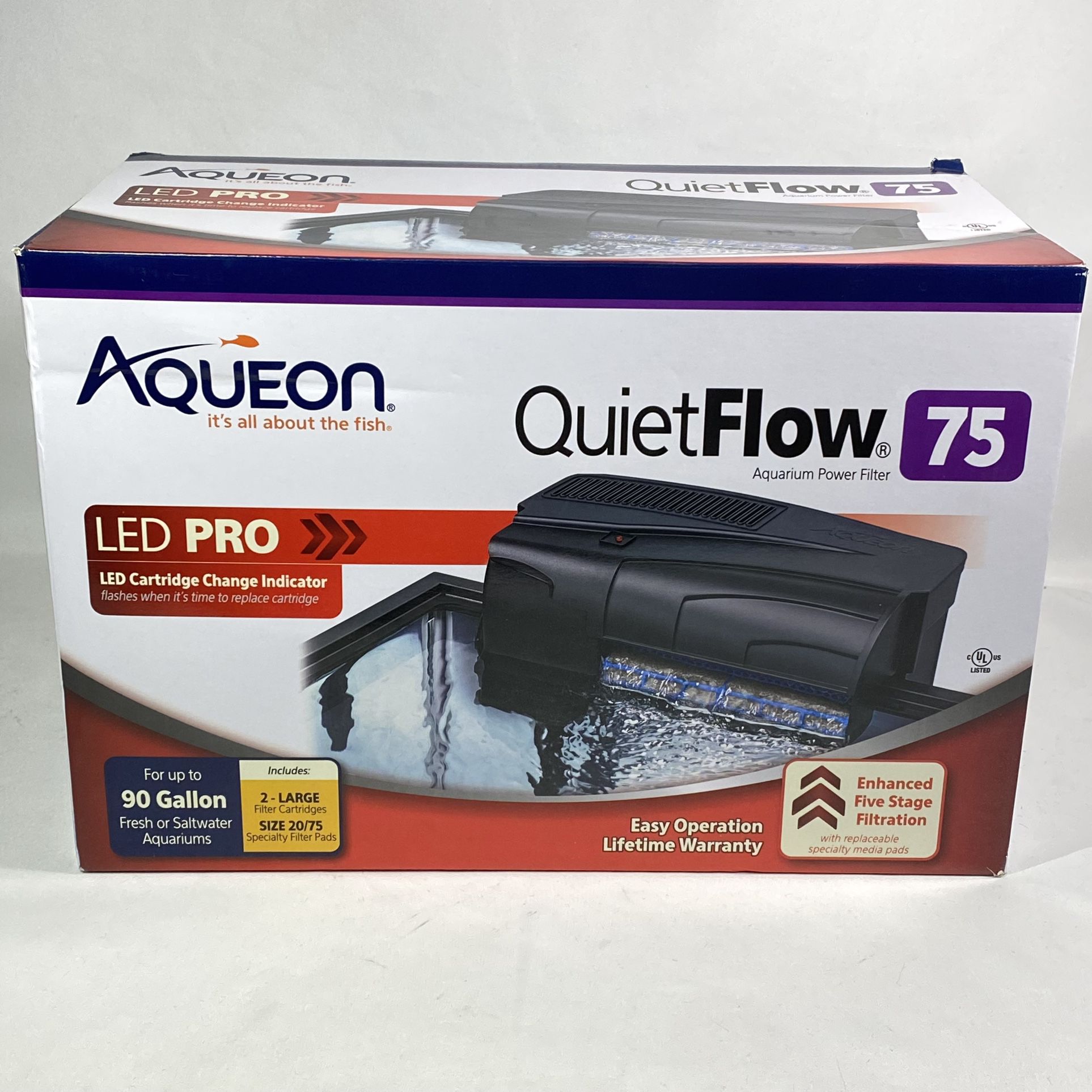 Aqueon QuietFlow 75 LED PRO Aquarium Fish Tank Power Filter For Up To 90 Gal