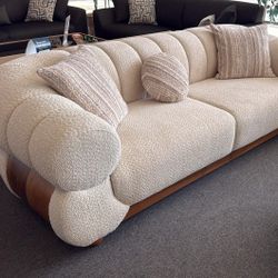 BEIGE BOUCLE SOFA BRAND NEW IN THE BOX 