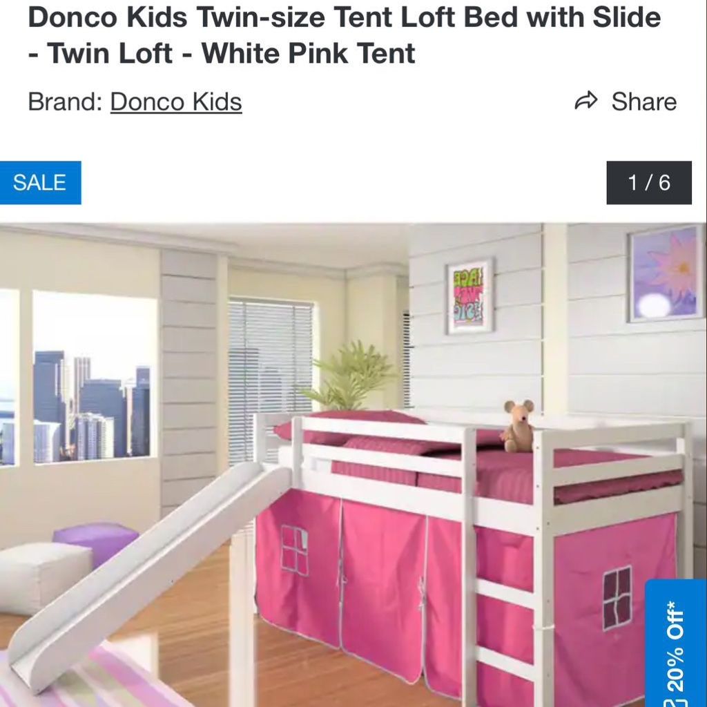 Twin Loft Bed With Slide And Bottom Canopy