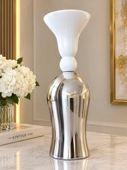 Silver and White Decorative Vase