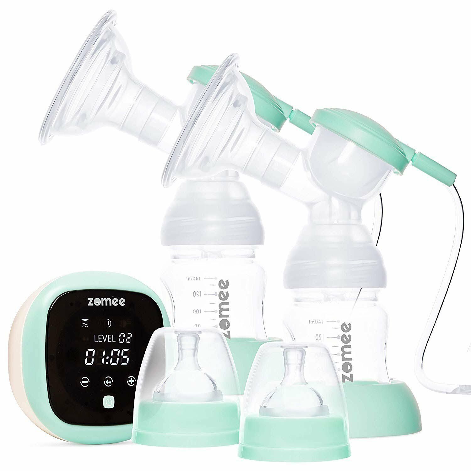 Zomee Z1 Double Electric Breast Pump – Milk Flow Stimulating Massage with 9 Express Modes and Speeds Brand New