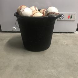 Bucket Of 25 Used Baseballs