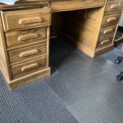 1 Oak Double Pedestal Desk