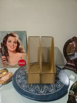 Martha Stewart Gold Mesh Compartment Desk File Holder