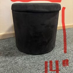 Ottoman With Lid - 14” Tall- Black /Round