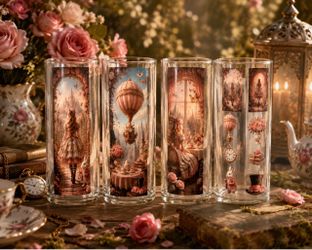 Alice in Wonderland Glass Tumbler Set of 2