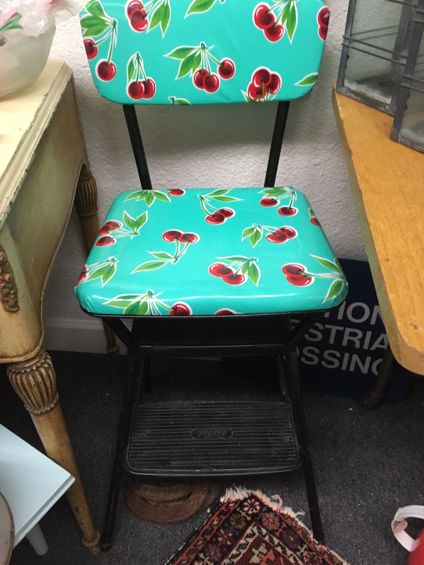 Vintage kitchen chair stool cherries