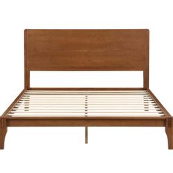 QUEEN 12” WOOD BED FRAME WITH WOOD SLATS/ CROSSROADS 👇