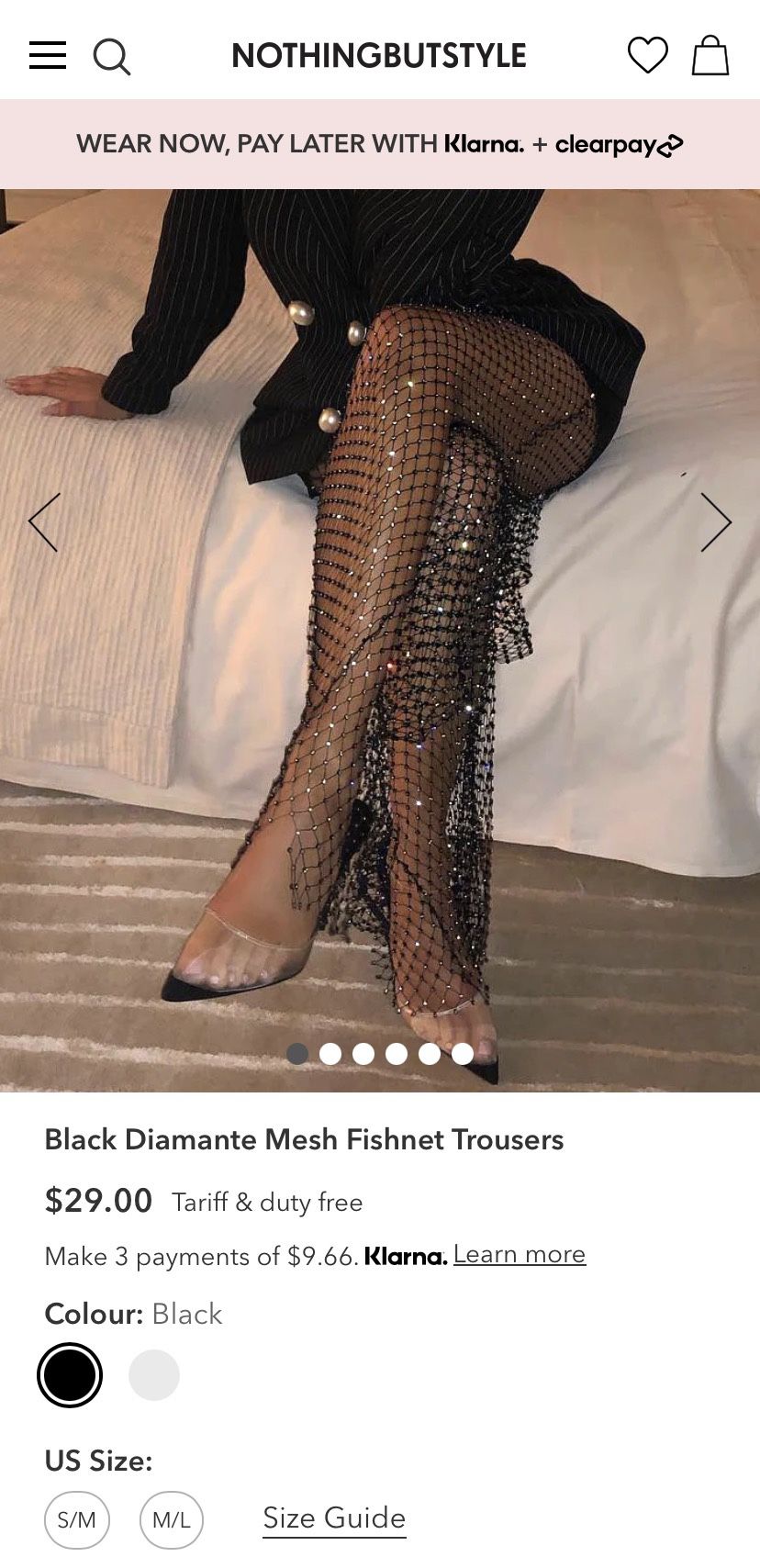 NEW - Black Diamante Mesh Fishnet Trousers - Small Size - $12 Firm Price