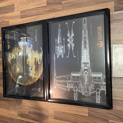 Star Wars Death Star & X-Wing Blueprint Photos (24in x18in)
