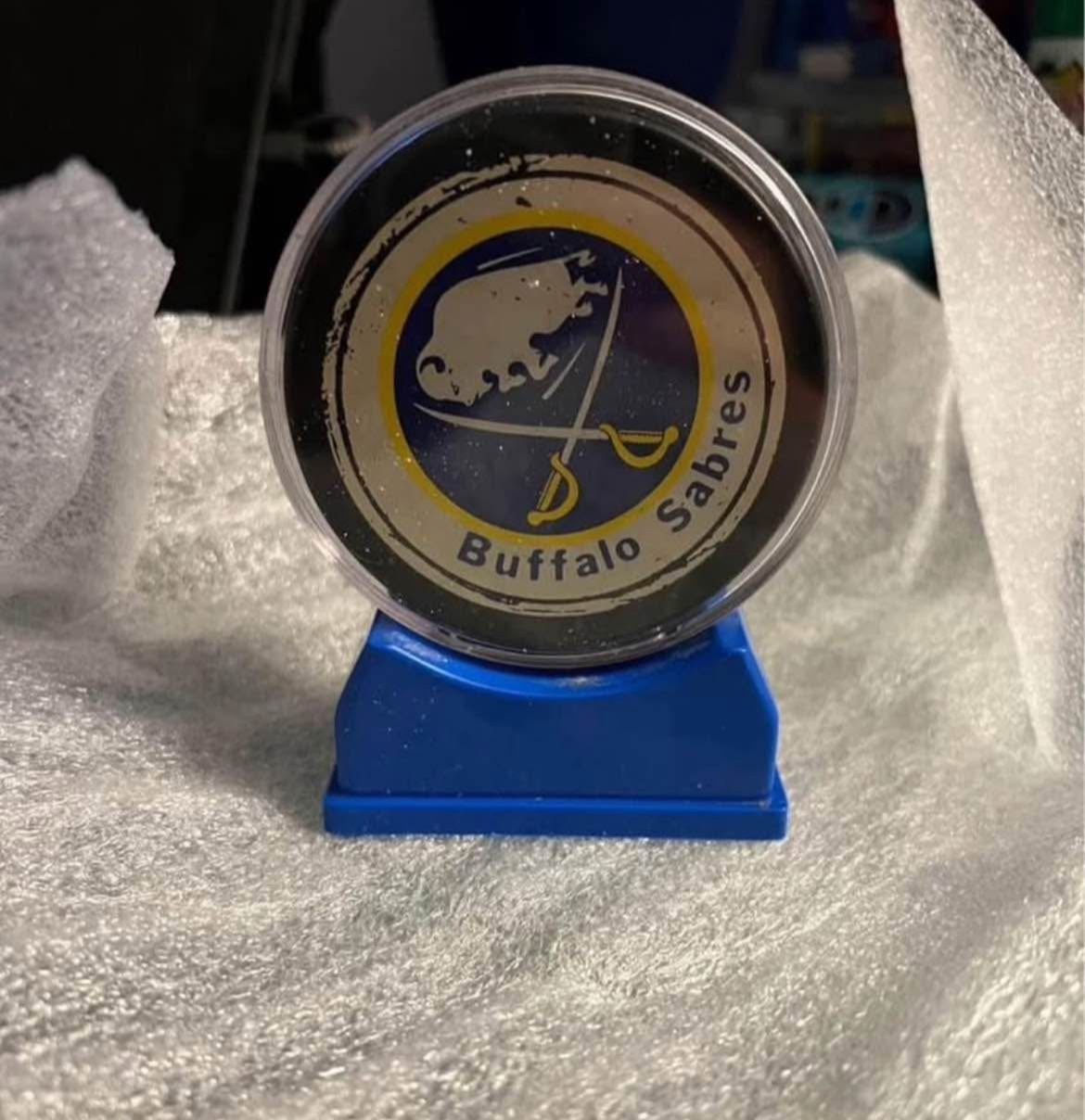 Buffalo Sabres Hockey Puck In A Plastic Case 