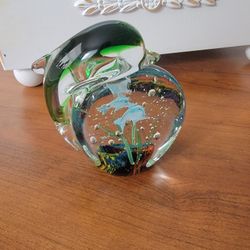 Dolphin Glass Paperweight 