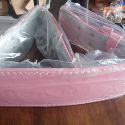 New Small Pink Leather Women's Weight Lifting Belt Inside Back Is Padded 25 Firm