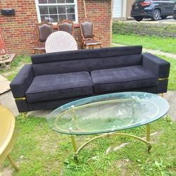 New Beautiful  Couch  With  Glas Coffee Table 