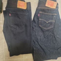 2 Pair Of 501/ Black 501 W33 L 30 / Dark Grey 501 W 32 L 30