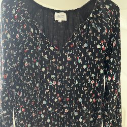 Sezane Alena Silk Black Floral Blouse(size 4)