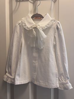 New Cute White Cotton Shirt For Girls 3T
