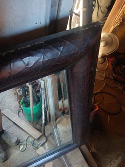 Heavy Glass Bevelled Edge Framed Mirror.