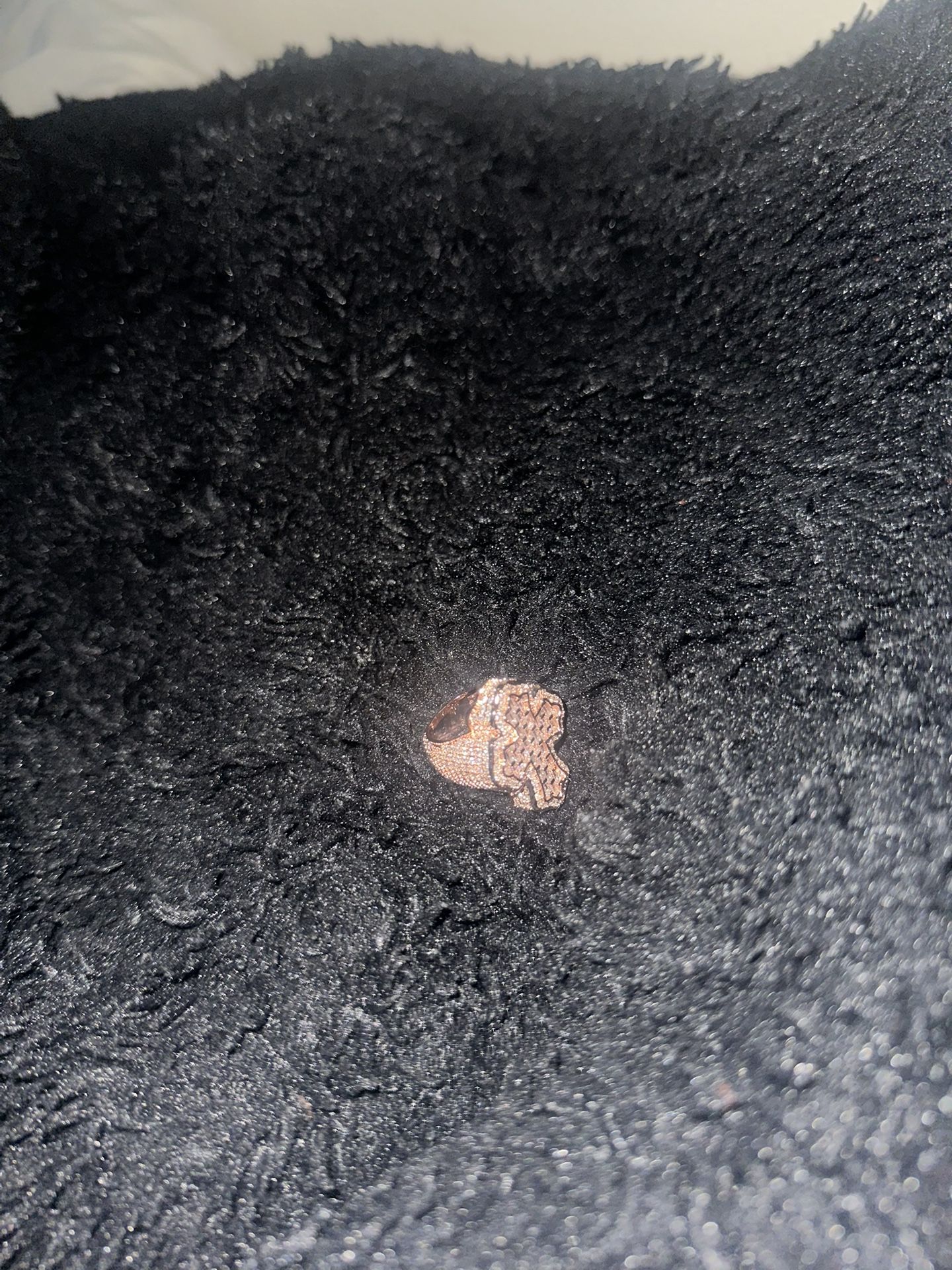 Rose Gold Iced out cross ring