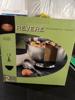 Revere Ware Stainless Steel Salad Bowl with Tongs