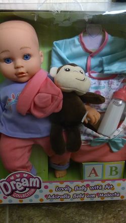 Baby doll with pet (16 inches)